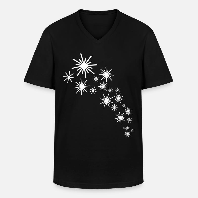 Weisse Sterne - Männer-T-Shirt mit V-Ausschnitt - Schwarz