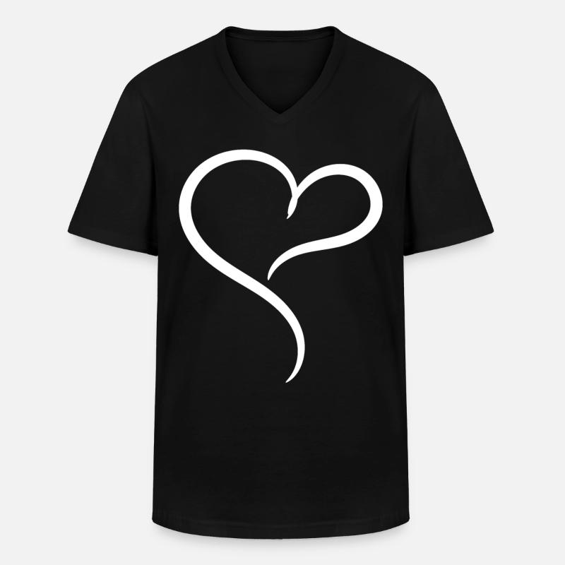Edles Herz Weiss - Männer-T-Shirt mit V-Ausschnitt - Schwarz