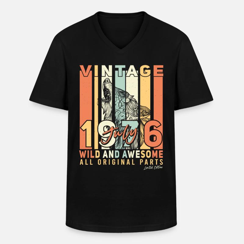 Alles Original Juli 1976 - Männer-T-Shirt mit V-Ausschnitt - Schwarz