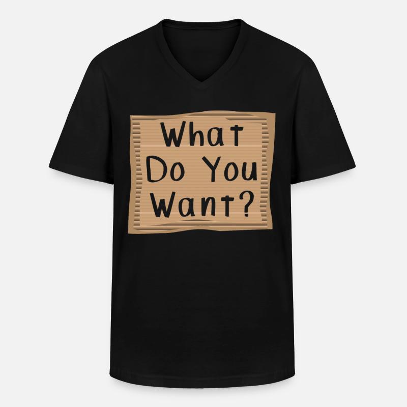 Que veux-tu? Cardboad Message - T-shirt col V Homme - noir