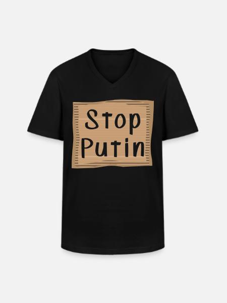 Stop Putin - Men's V-Neck T-Shirt - black