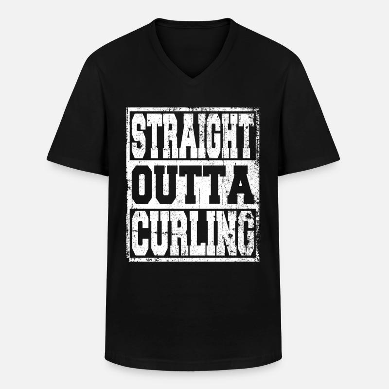 Curling Spruch lustig - Männer-T-Shirt mit V-Ausschnitt - Schwarz