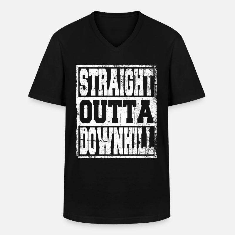Downhill Spruch lustig - Männer-T-Shirt mit V-Ausschnitt - Schwarz
