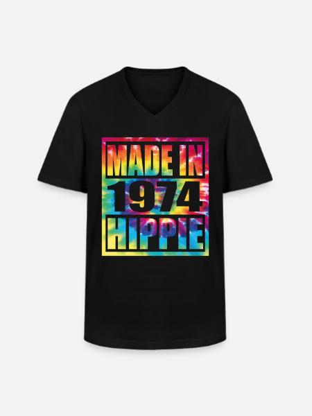 Hippie Birthday 1974 - Männer-T-Shirt mit V-Ausschnitt - Schwarz