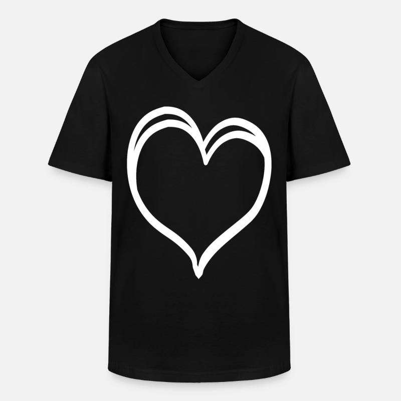 Weisses Herz - Männer-T-Shirt mit V-Ausschnitt - Schwarz