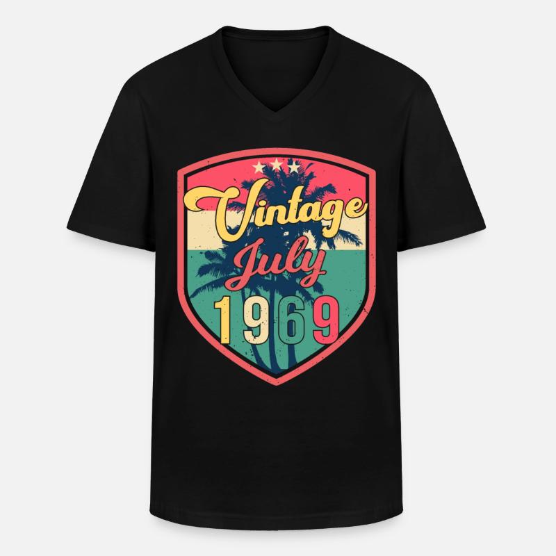 Retro 1969 Im Juli - Männer-T-Shirt mit V-Ausschnitt - Schwarz
