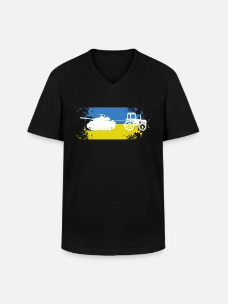 Tractor Tank Ukraine Meme - Men's V-Neck T-Shirt - black