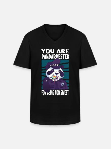 Panda Spruch niedlich - Männer-T-Shirt mit V-Ausschnitt - Schwarz