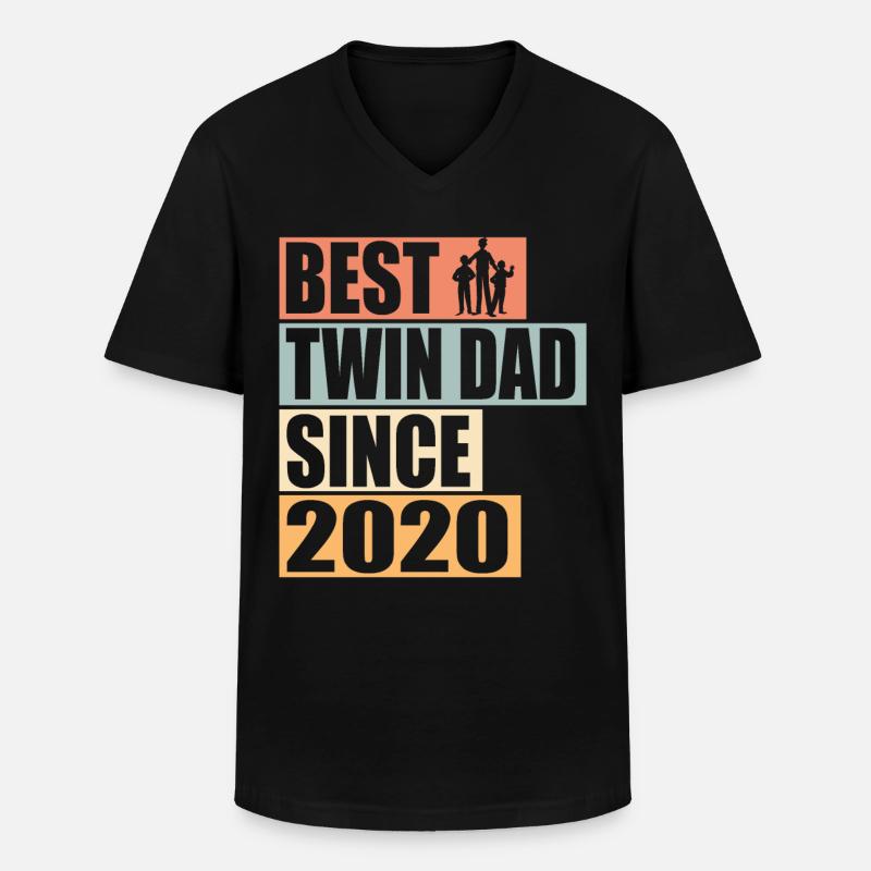 Zwillinge Vater Zwillingsvater seit 2020 - Männer-T-Shirt mit V-Ausschnitt - Schwarz