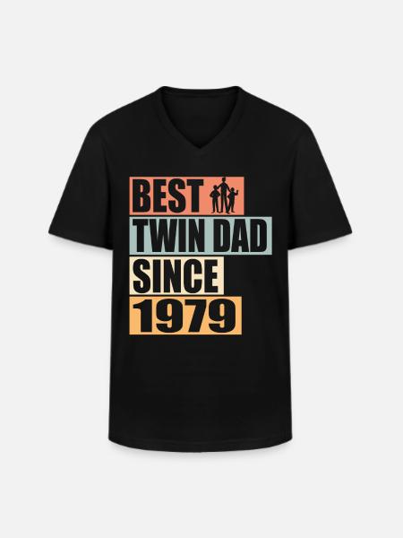 Zwillinge Vater Zwillingsvater seit 1979 - Männer-T-Shirt mit V-Ausschnitt - Schwarz