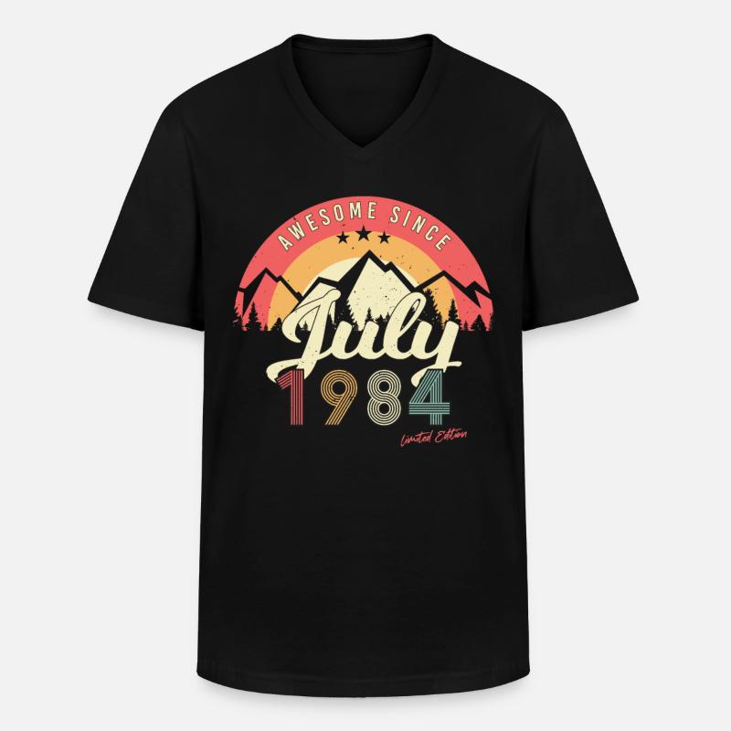 Juli 1984 Geschenkidee - Männer-T-Shirt mit V-Ausschnitt - Schwarz