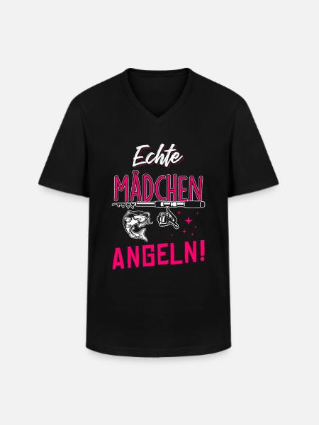 Echte Mädchen Angeln - Männer-T-Shirt mit V-Ausschnitt - Schwarz