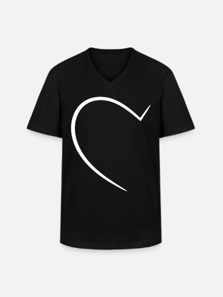 Half White Heart - Men's V-Neck T-Shirt - black