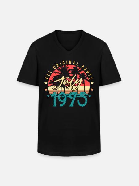 Retro 1975 Juli - Männer-T-Shirt mit V-Ausschnitt - Schwarz