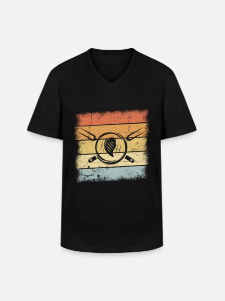 BBQ Motif Retro Look - Men's V-Neck T-Shirt - black