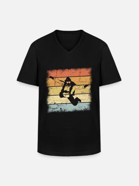 Skydiving Retro - Men's V-Neck T-Shirt - black