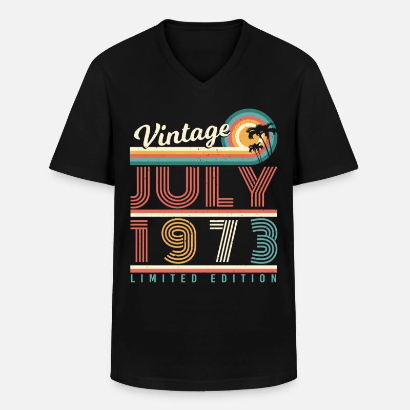 1973 Im Juli Retro - Männer-T-Shirt mit V-Ausschnitt - Schwarz