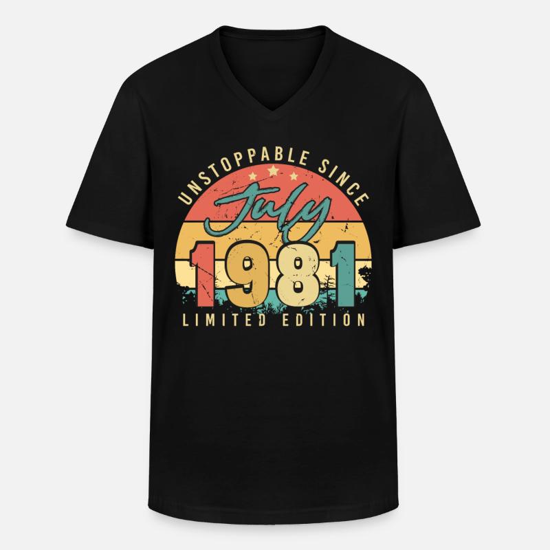 Retro Juli 1981 - Männer-T-Shirt mit V-Ausschnitt - Schwarz