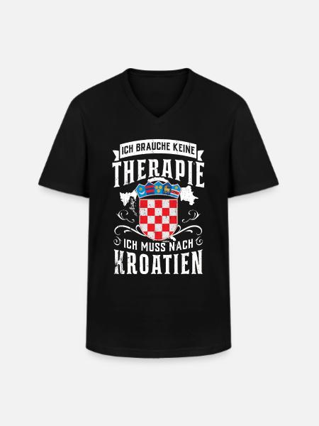 Kroatien Tshirt - Männer-T-Shirt mit V-Ausschnitt - Schwarz