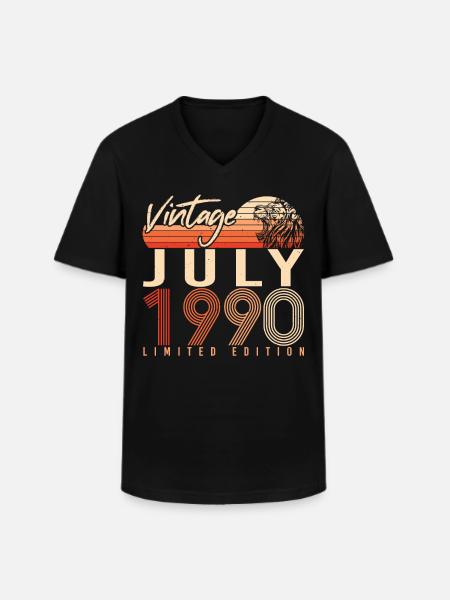 1990 Juli Geschenkidee - Männer-T-Shirt mit V-Ausschnitt - Schwarz