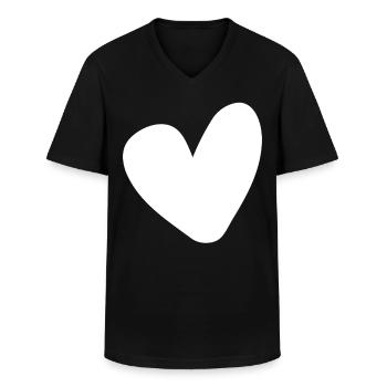 Weisses Herz Einfaches Design - Männer-T-Shirt mit V-Ausschnitt - Schwarz - Vorne - AI Model Male 178 dark (178cm)