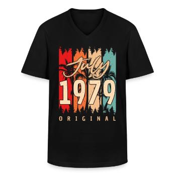 Baujahr 1979 Im Juli - Männer-T-Shirt mit V-Ausschnitt - Schwarz - Vorne - AI Model Male 178 dark (178cm)