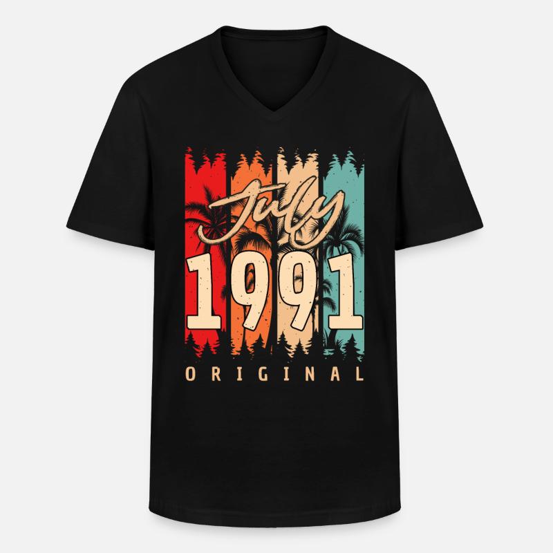 Juli 1991 Geschenkidee - Männer-T-Shirt mit V-Ausschnitt - Schwarz