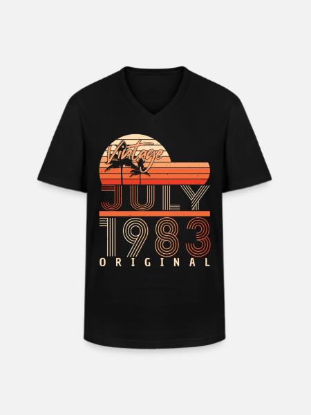 1983 Rétro en juillet - T-shirt col V Homme - noir