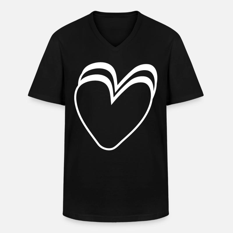 Weisse Herzen - Männer-T-Shirt mit V-Ausschnitt - Schwarz