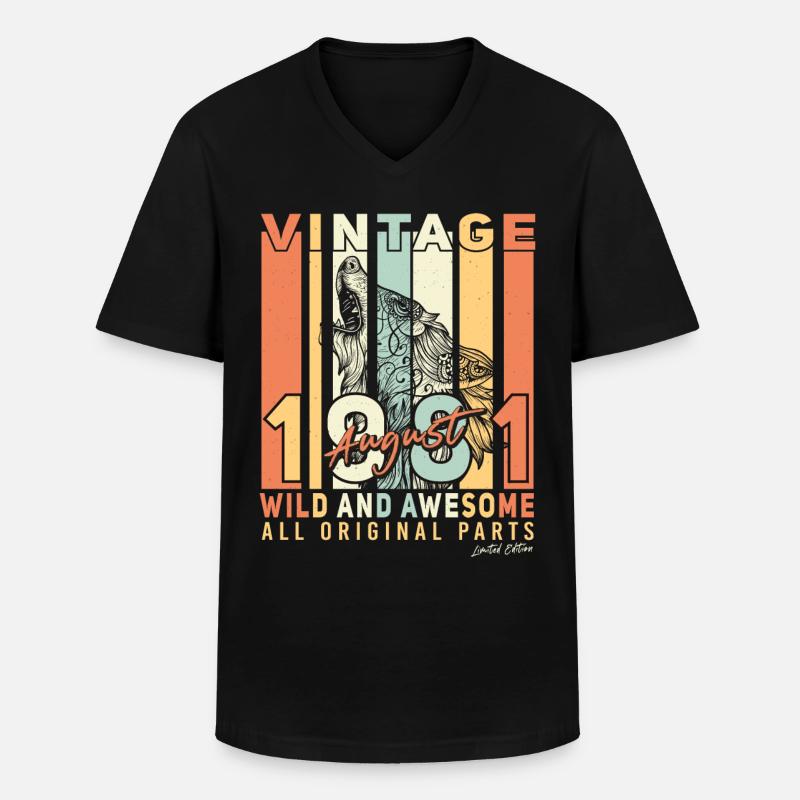 1981 August Geschenkidee - Männer-T-Shirt mit V-Ausschnitt - Schwarz