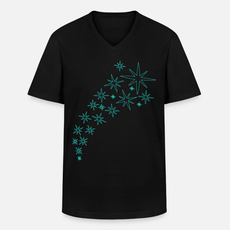 Sternenbogen Mintgrünes Design - Männer-T-Shirt mit V-Ausschnitt - Schwarz