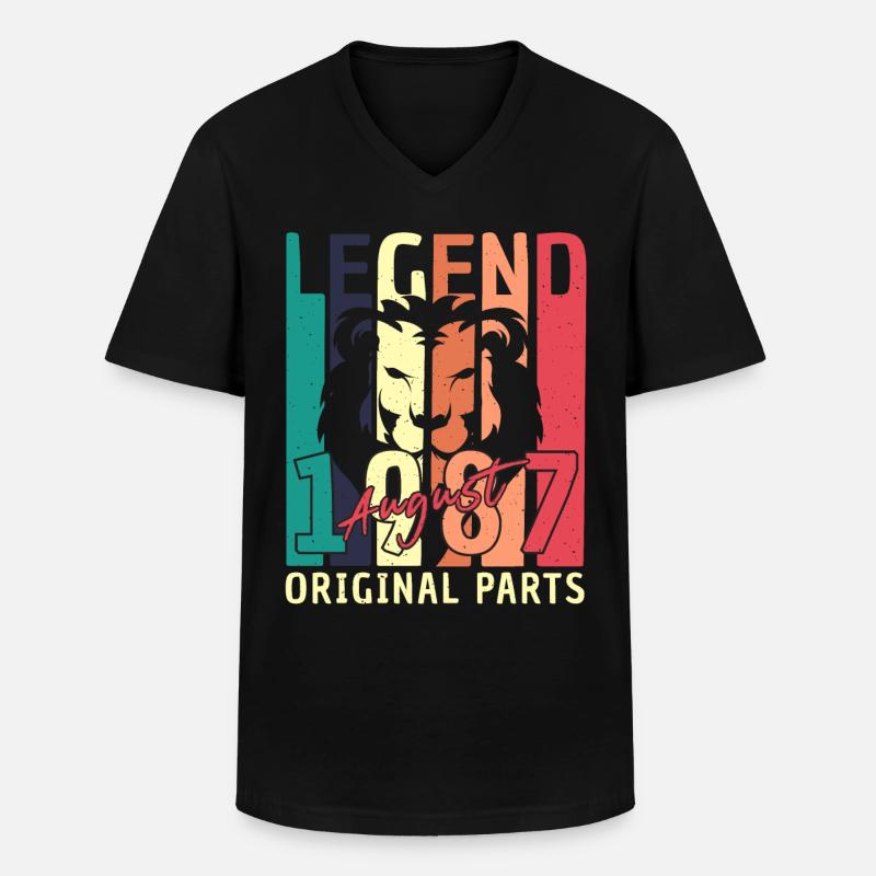August 1987 Geschenkidee - Männer-T-Shirt mit V-Ausschnitt - Schwarz