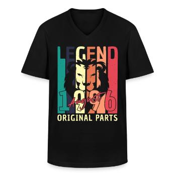 Born 1996 in August - Men's V-Neck T-Shirt - black - Front - AI Model Male 178 dark (178cm)