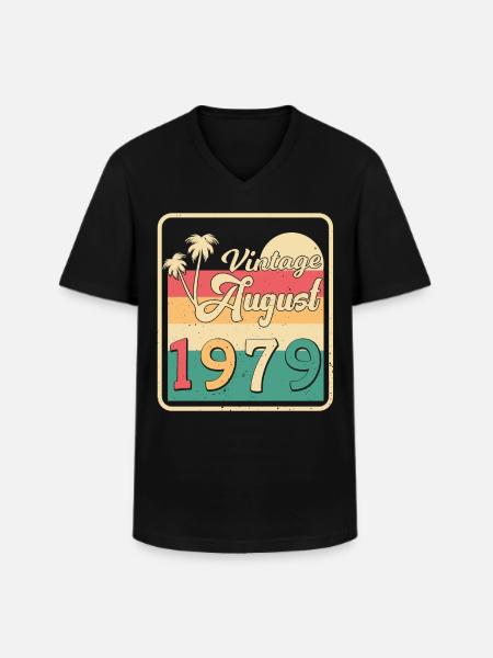 1979 August Gift Idea - Men's V-Neck T-Shirt - black
