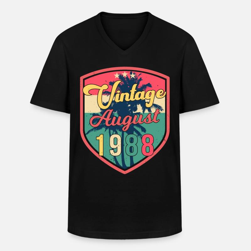 August 1988 Geschenkidee - Männer-T-Shirt mit V-Ausschnitt - Schwarz