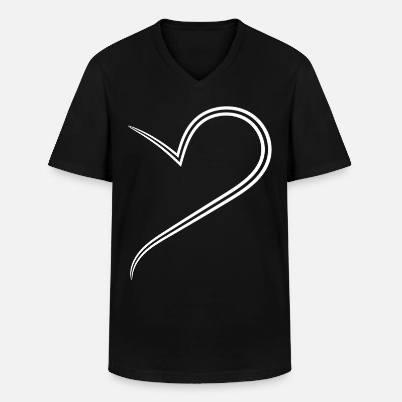 Simples Halbes Weises Herz - Männer-T-Shirt mit V-Ausschnitt - Schwarz
