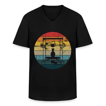 3d Printer - Men's V-Neck T-Shirt - black - Front - AI Model Male 178 dark (178cm)