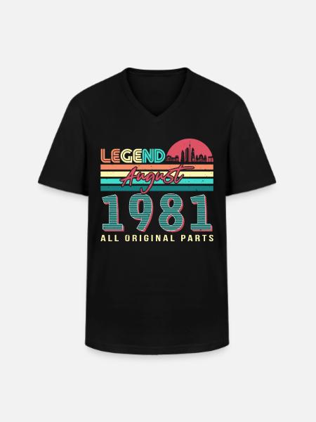 Retro 1981 August - Men's V-Neck T-Shirt - black