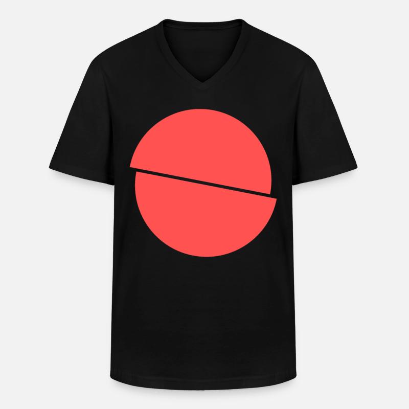 Halbe Kreise Rotes Design - Männer-T-Shirt mit V-Ausschnitt - Schwarz