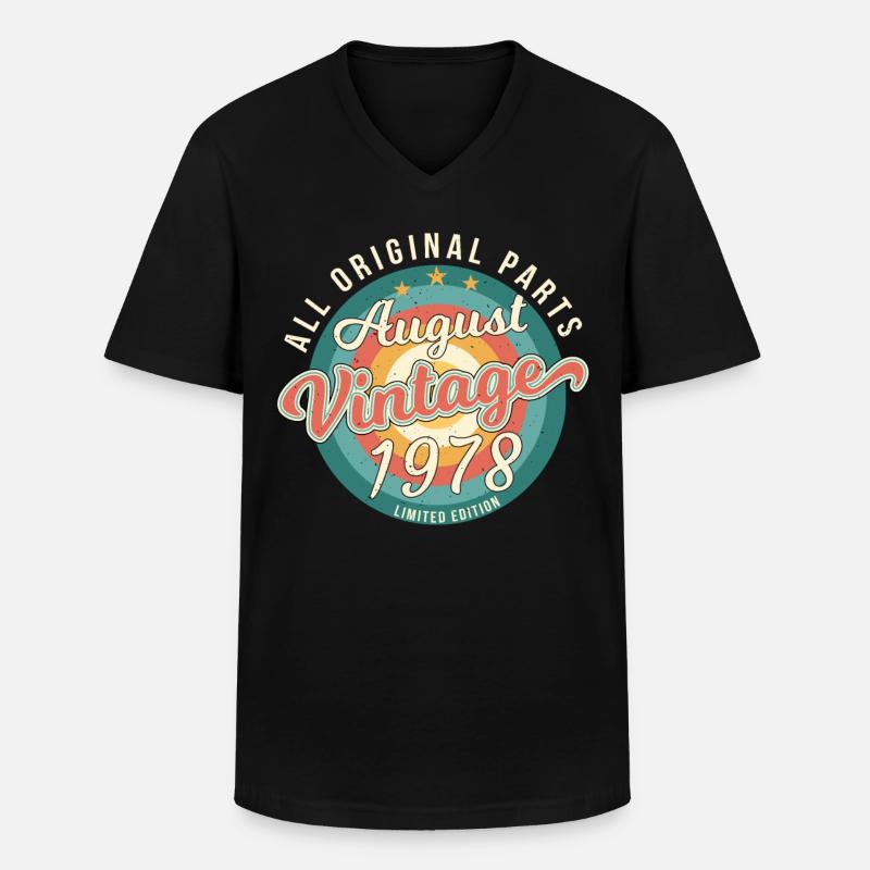 August 1978 Geschenkidee - Männer-T-Shirt mit V-Ausschnitt - Schwarz