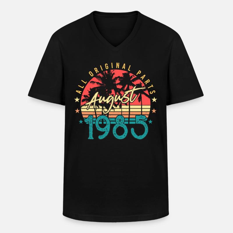 August 1985 Geschenkidee - Männer-T-Shirt mit V-Ausschnitt - Schwarz