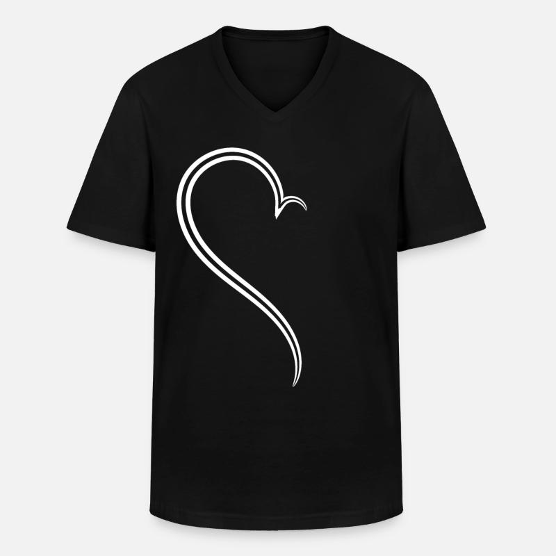Simples Halbes Herz Weise - Männer-T-Shirt mit V-Ausschnitt - Schwarz