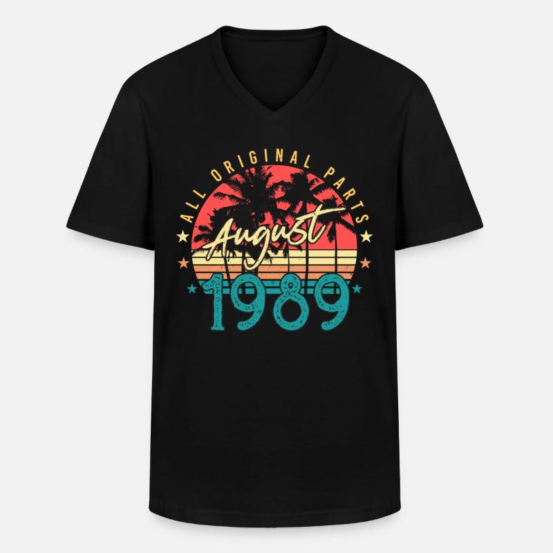 August 1989 Geschenkidee - Männer-T-Shirt mit V-Ausschnitt - Schwarz