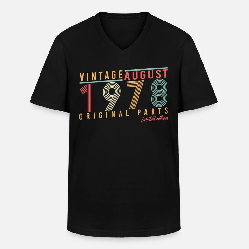 August 1978 Limitierte Edition - Männer-T-Shirt mit V-Ausschnitt - Schwarz