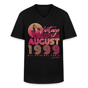 Geburtstagsgruss Für August 1999 - Männer-T-Shirt mit V-Ausschnitt - Schwarz - Vorne - AI Model Male 178 dark (178cm)
