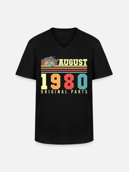 August 1980 Geschenkidee - Männer-T-Shirt mit V-Ausschnitt - Schwarz