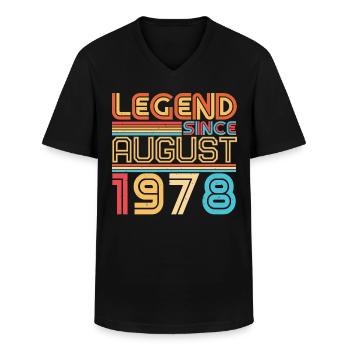 Année de construction Août 1978 - T-shirt col V Homme - noir - Devant - AI Model Male 178 dark (178cm)