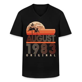 Geburtstagsgruss Für August 1983 - Männer-T-Shirt mit V-Ausschnitt - Schwarz - Vorne - AI Model Male 178 dark (178cm)