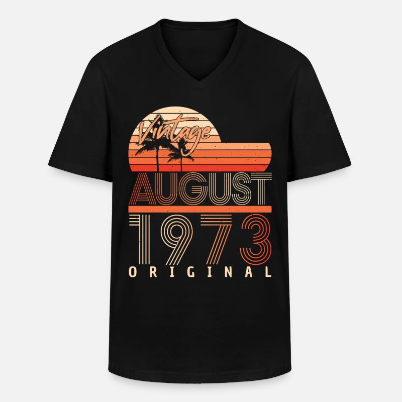 Retro 1973 August - Männer-T-Shirt mit V-Ausschnitt - Schwarz
