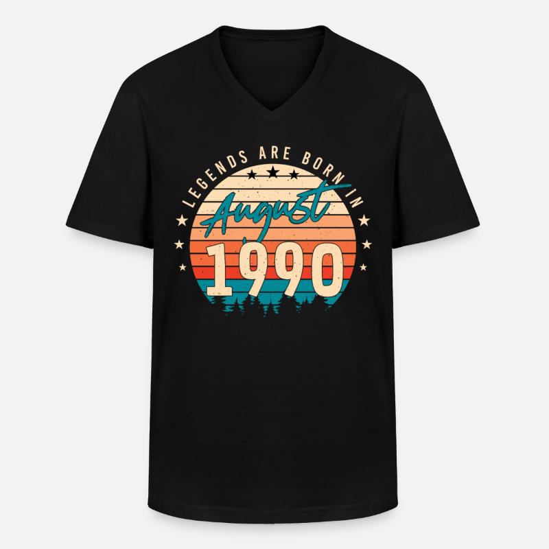 1990 August Geschenkidee - Männer-T-Shirt mit V-Ausschnitt - Schwarz